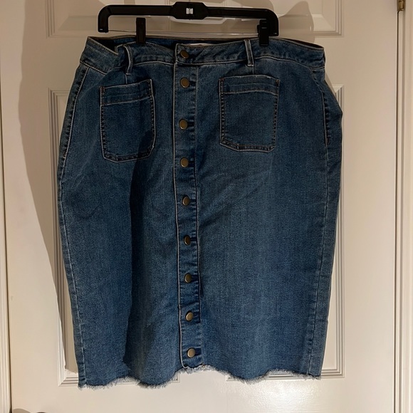 Cato Raw Edge Denim Skirt - Picture 1 of 3